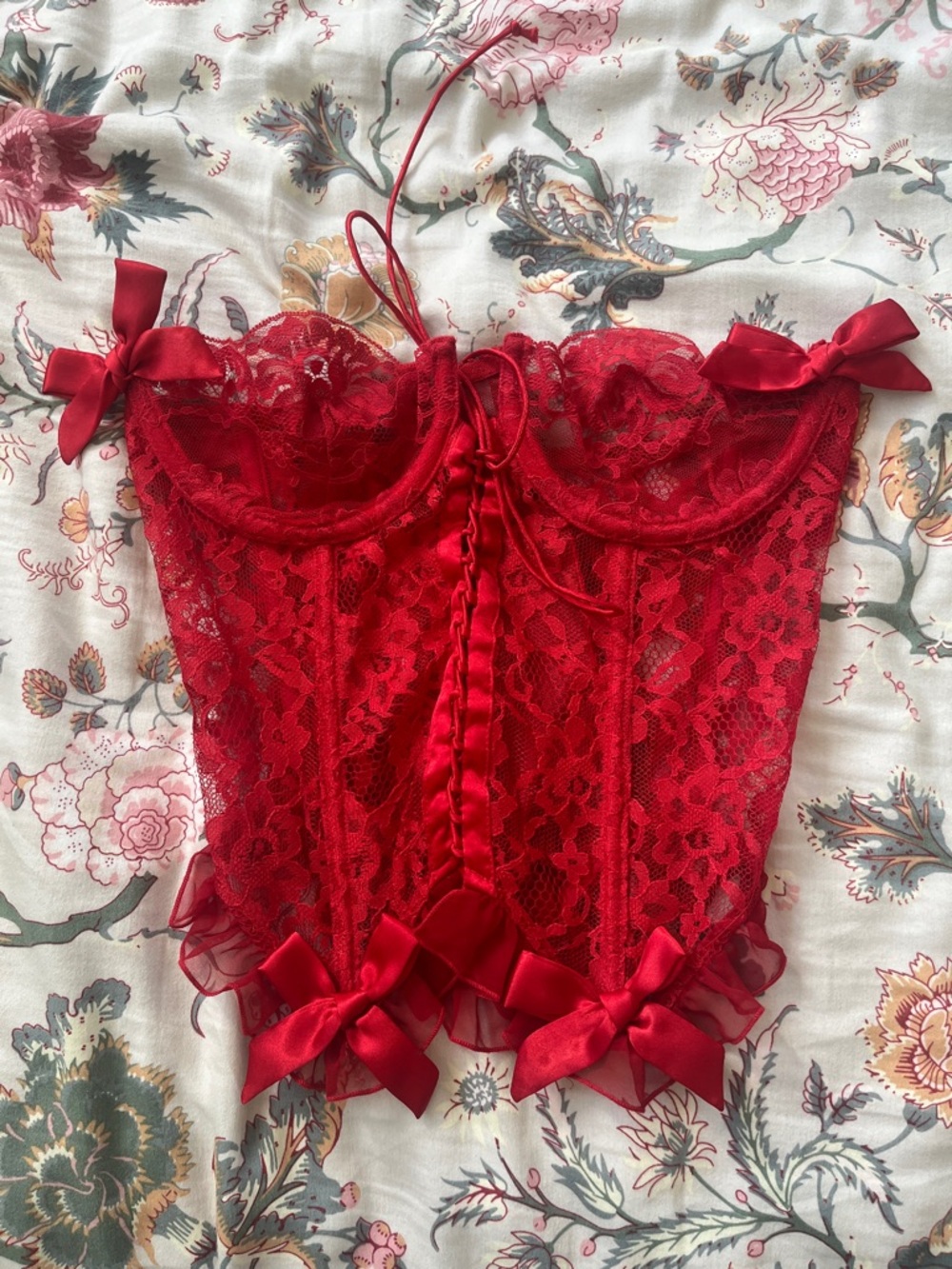 Victoria's Secret Red Lace Bustier Corset